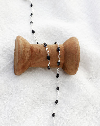 1.4mm Paperclip Chain with Black Enamel Link, S104, G104