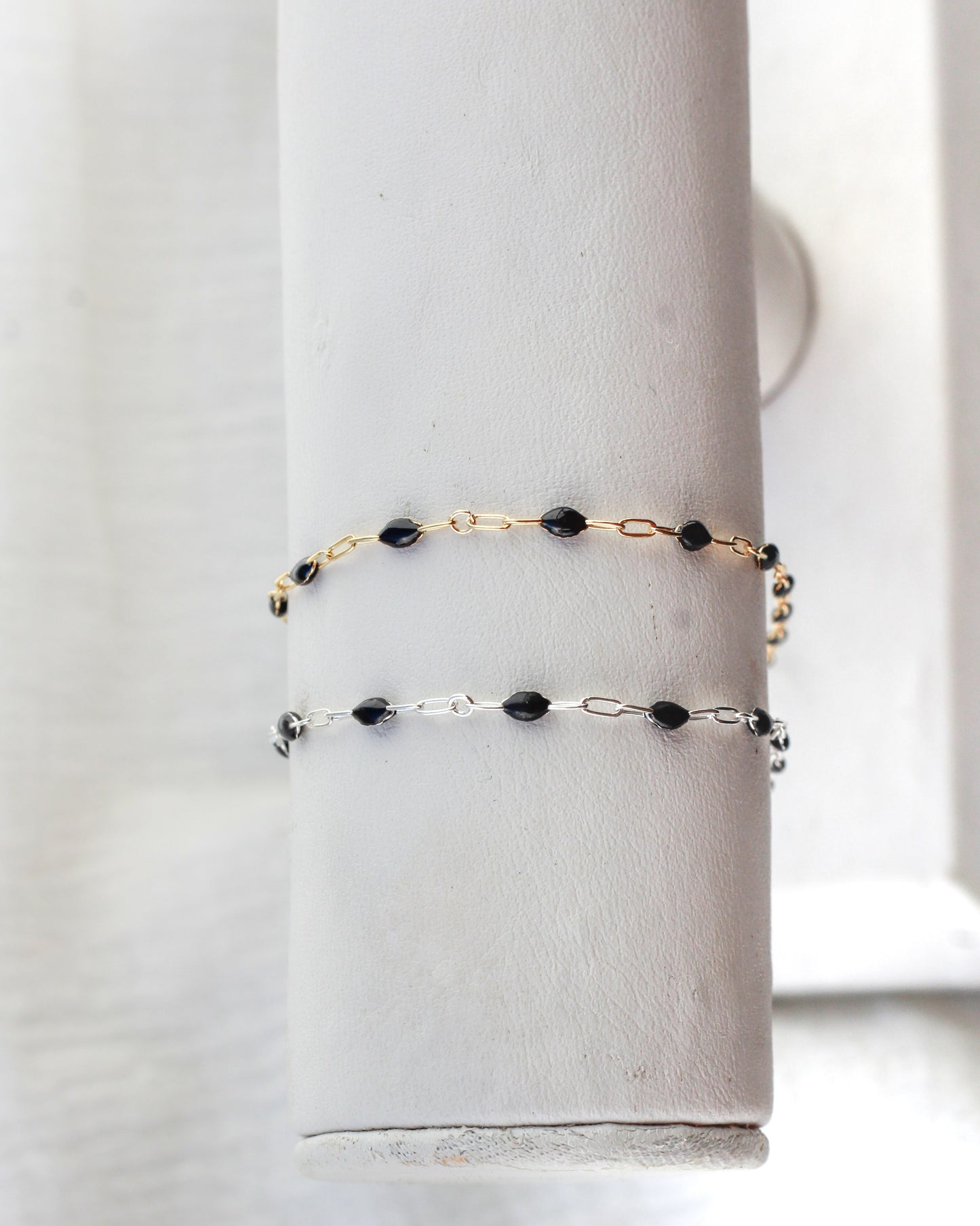 1.4mm Paperclip Chain with Black Enamel Link, S104, G104