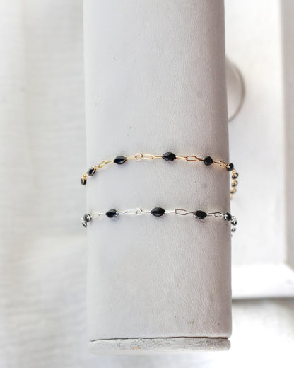 1.4mm Paperclip Chain with Black Enamel Link, S104, G104