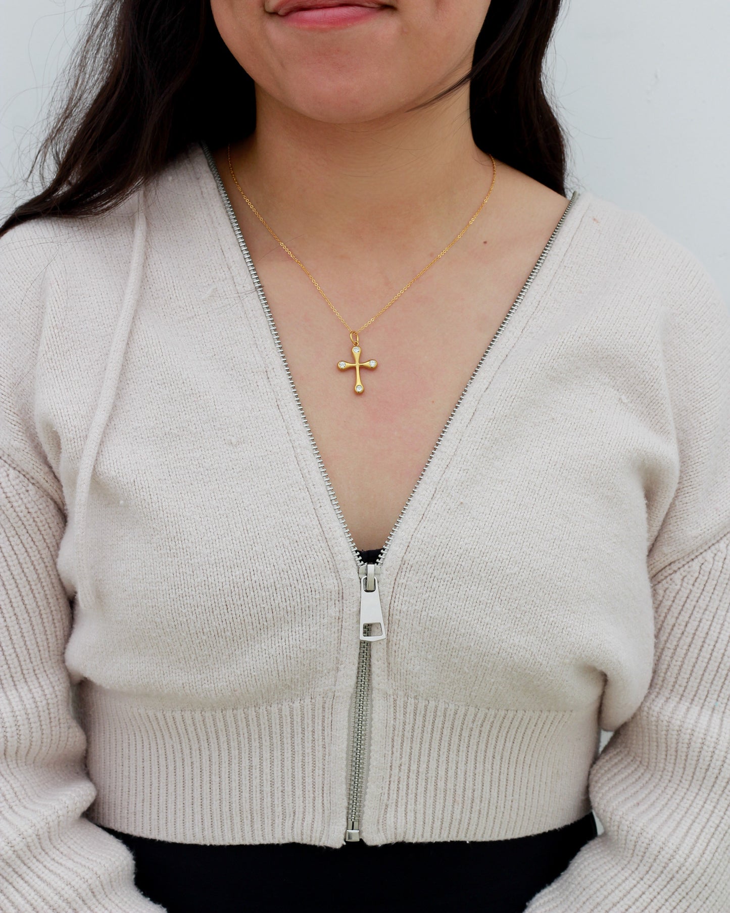 Cross PVD Charm with Round Cubic Zirconia, CH354