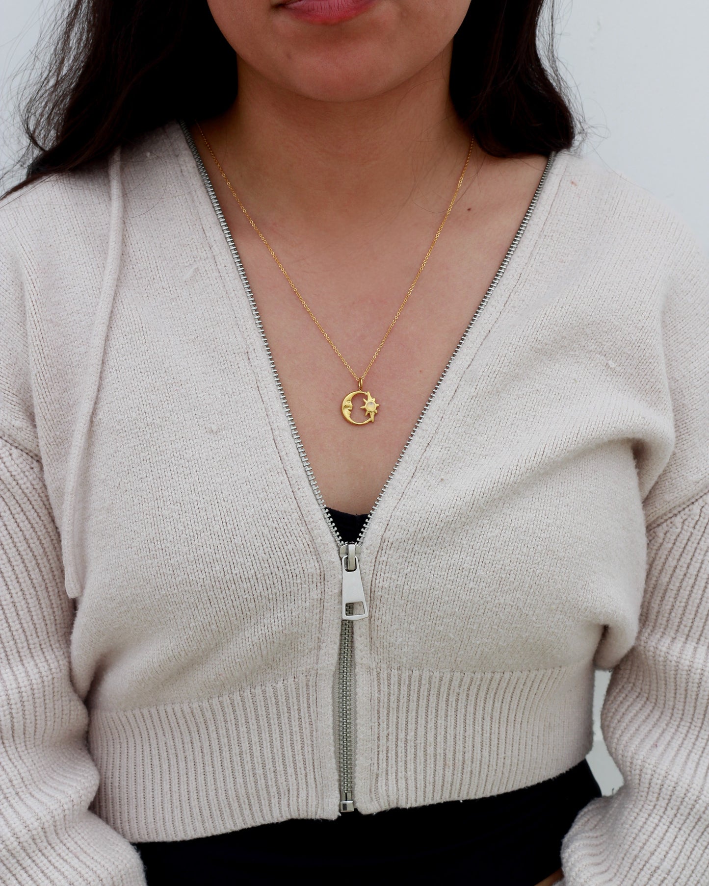Moon & Star PVD Charm w/ Opal, CH332
