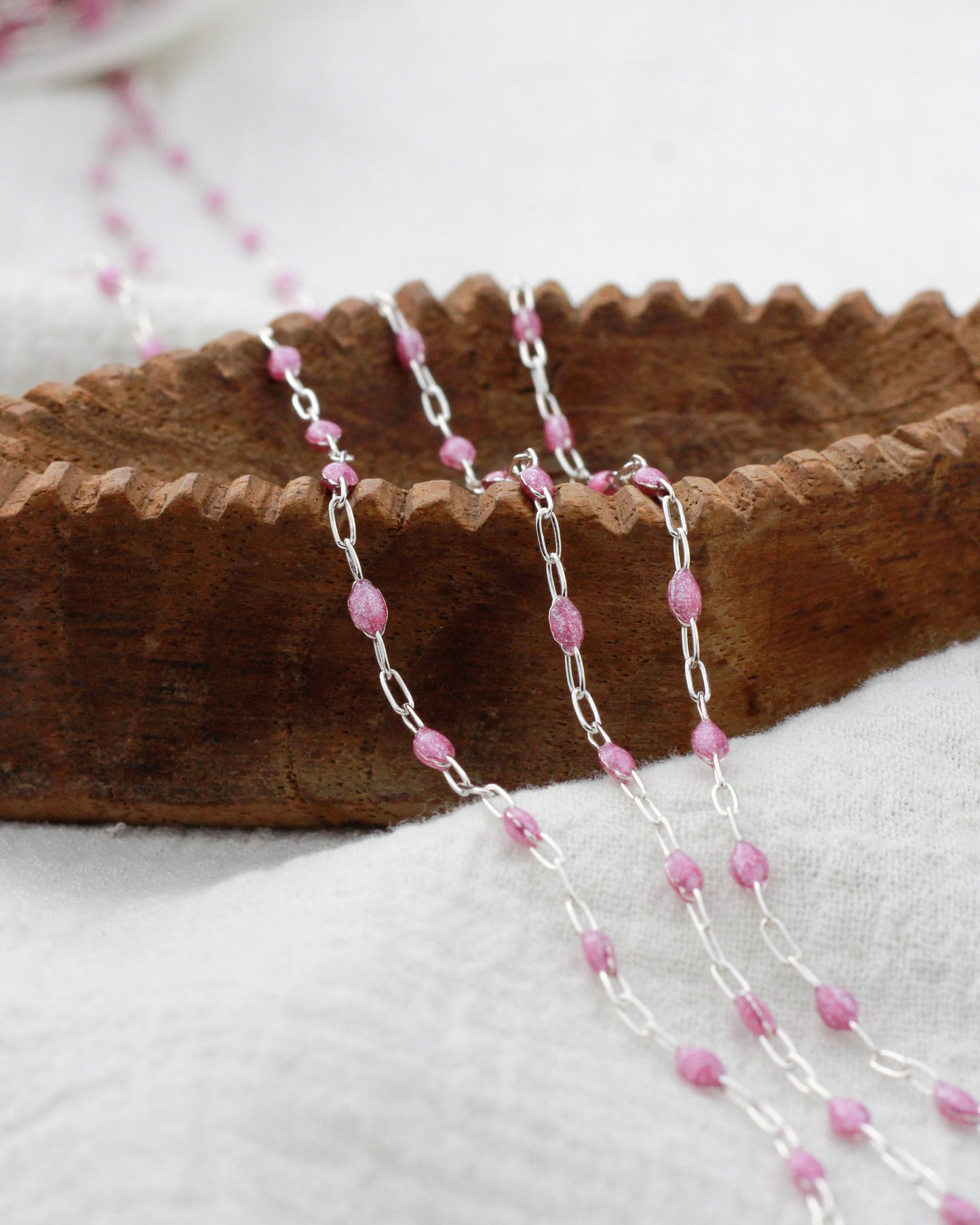 1.4mm Paperclip Chain with Pink Enamel Link, S103, G103