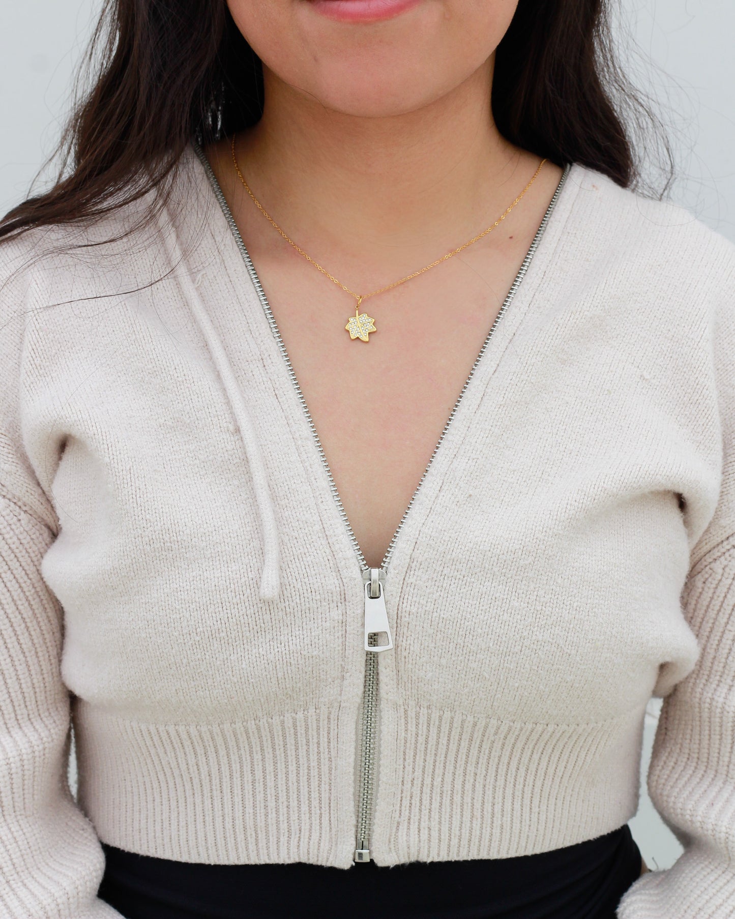 Leaf PVD Charm with Cubic Zirconia, CH358