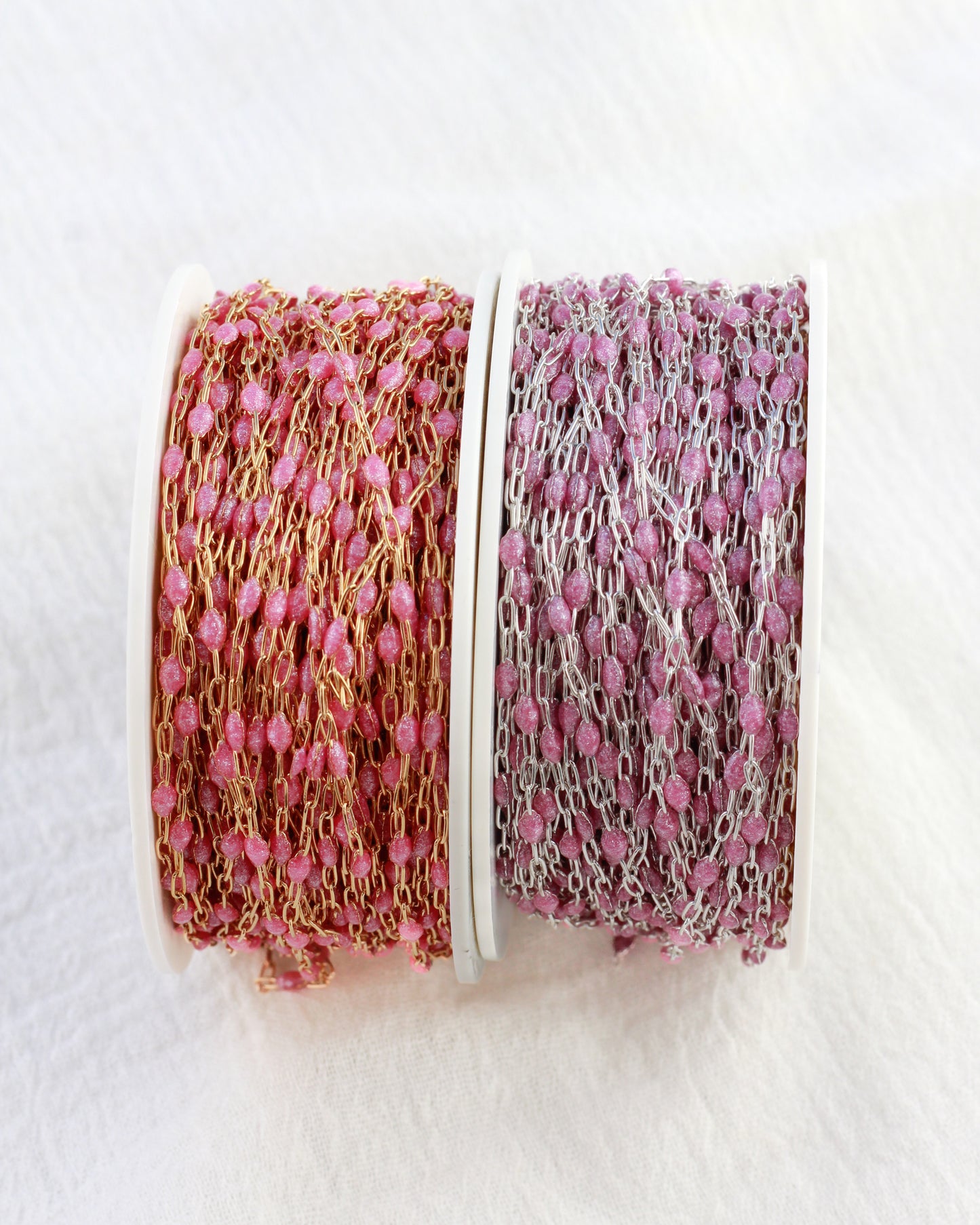 1.4mm Paperclip Chain with Pink Enamel Link, S103, G103