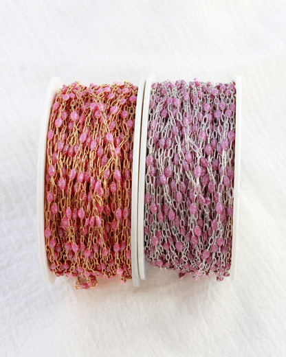 1.4mm Paperclip Chain with Pink Enamel Link, S103, G103