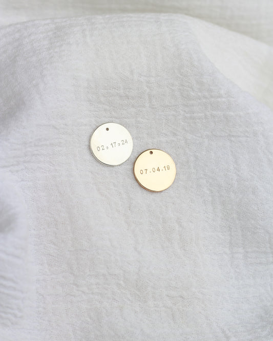 15.9mm Custom Date Circle Charm, CH199