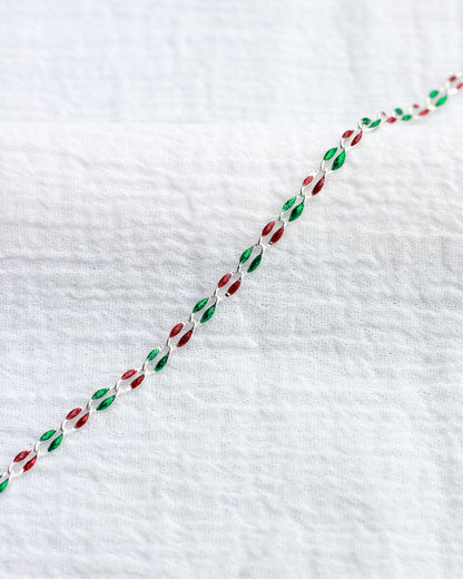 Red Glitter and Green Glitter Enamel Chain, SP136