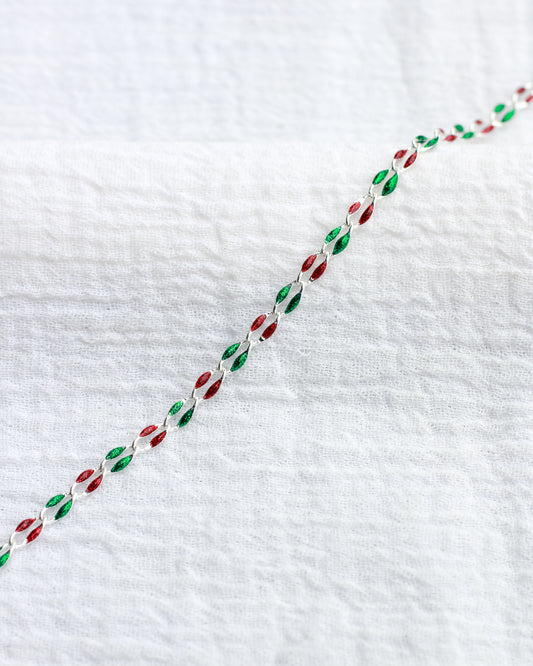 Red Glitter and Green Glitter Enamel Chain, SP136