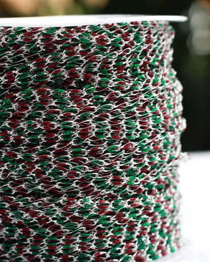 Red Glitter and Green Glitter Enamel Chain, SP136