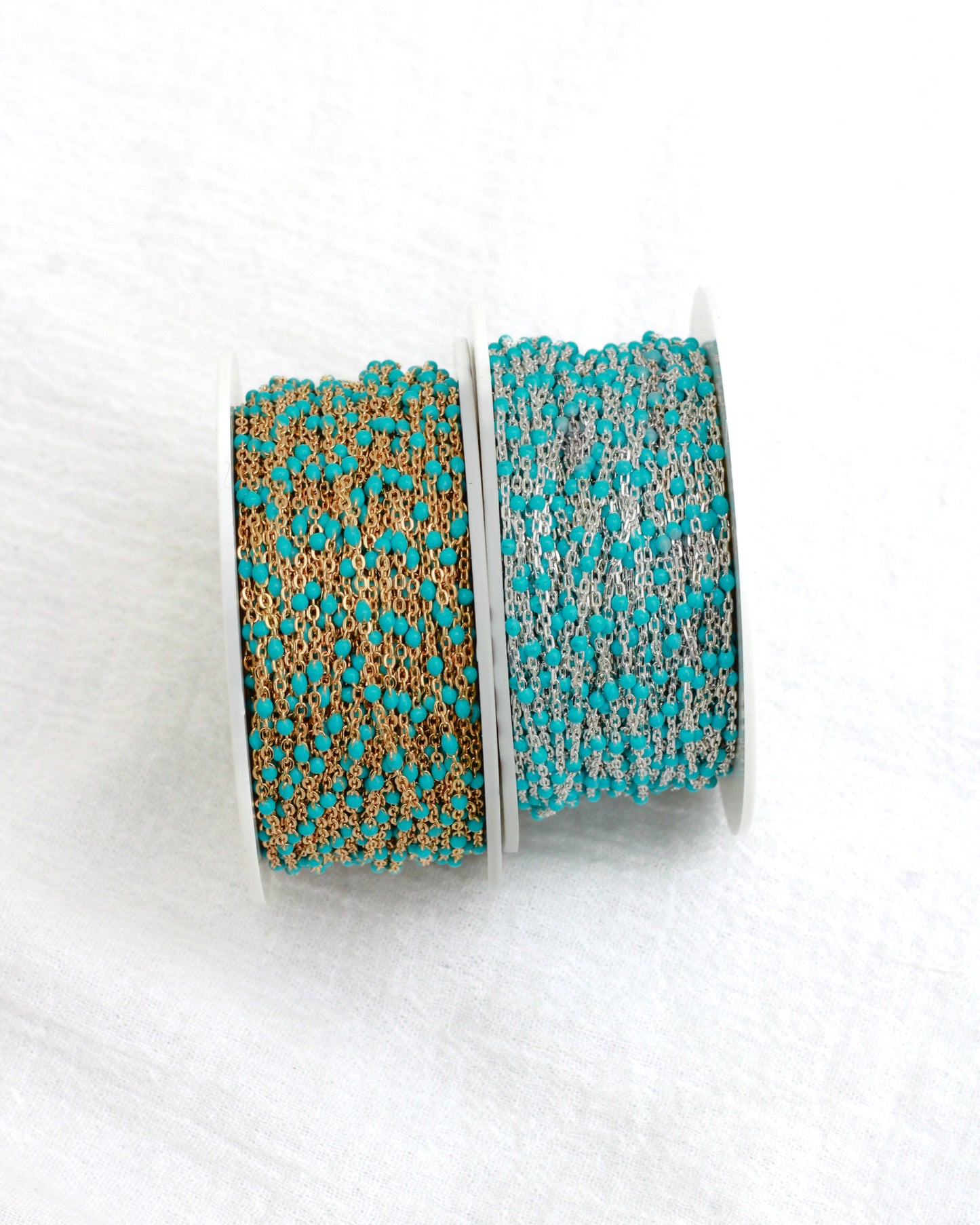 1.8mm Cable Chain with Turquoise Enamel Link, S102, G102