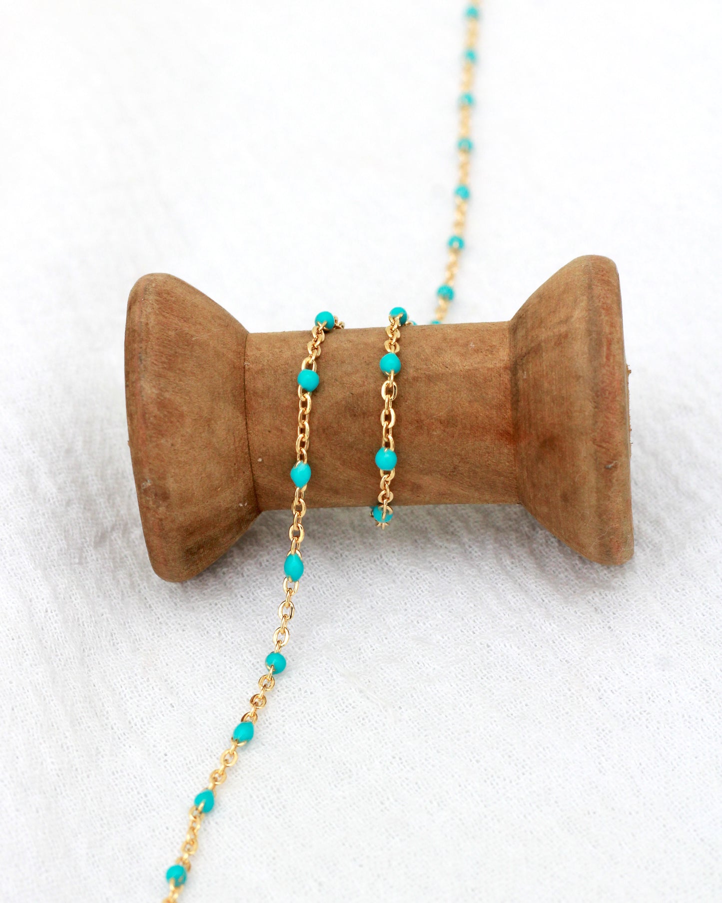 1.8mm Cable Chain with Turquoise Enamel Link, S102, G102