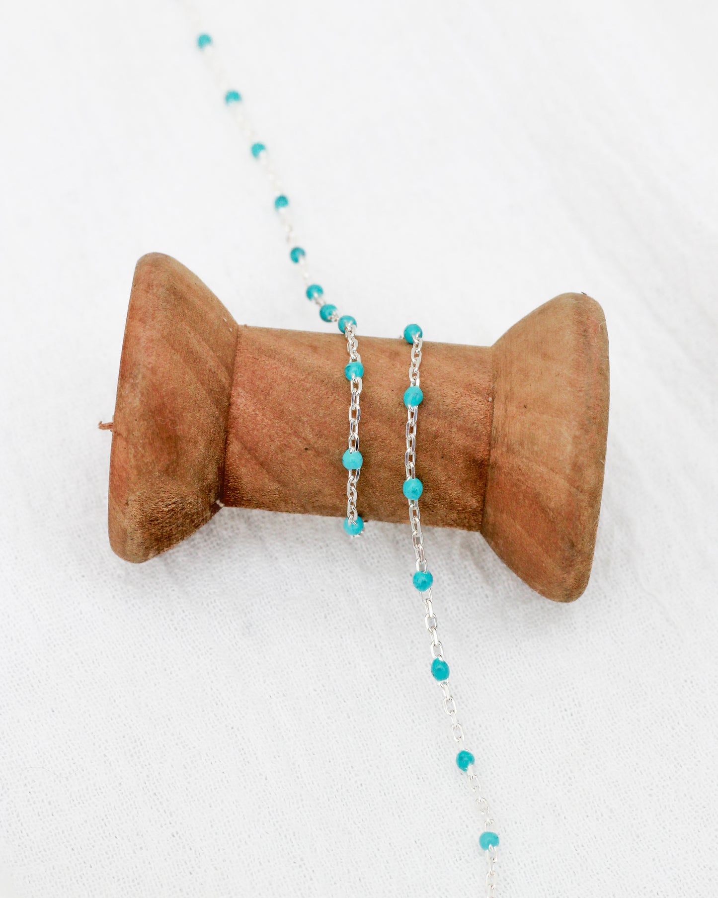 1.8mm Cable Chain with Turquoise Enamel Link, S102, G102