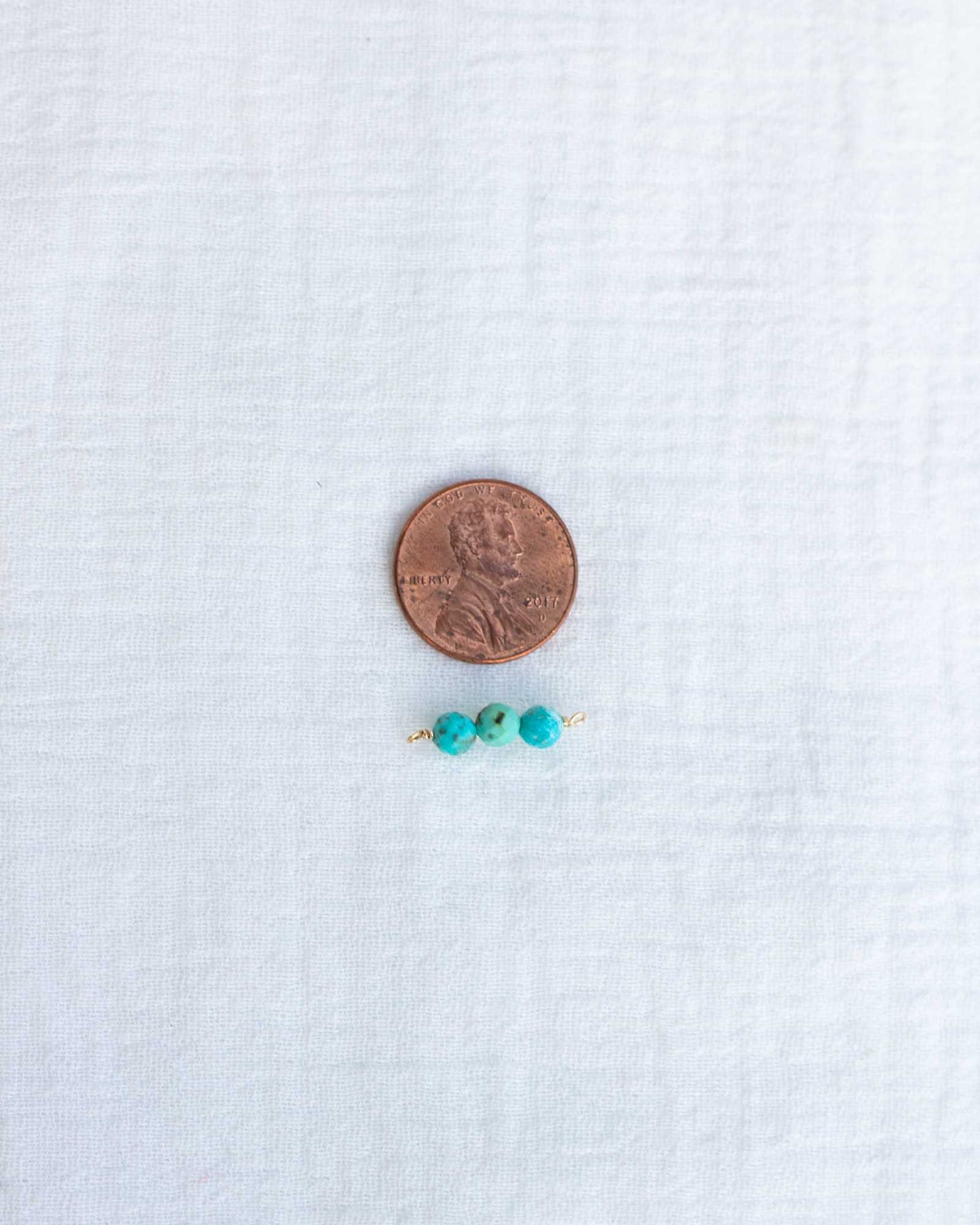 Triple Turquoise Round Bead Facet Cut Connector, CN116