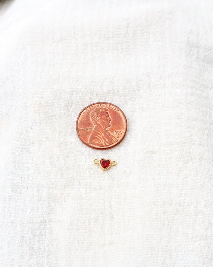 4mm Horizontal Heart Shaped Birthstone Connector, CN337