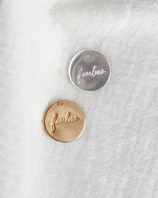 15.9mm Fearless Cursive Charm, CH191