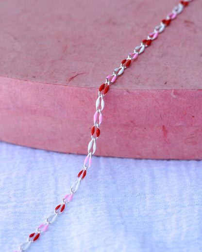 Red, pink, white enamel chain, SP139