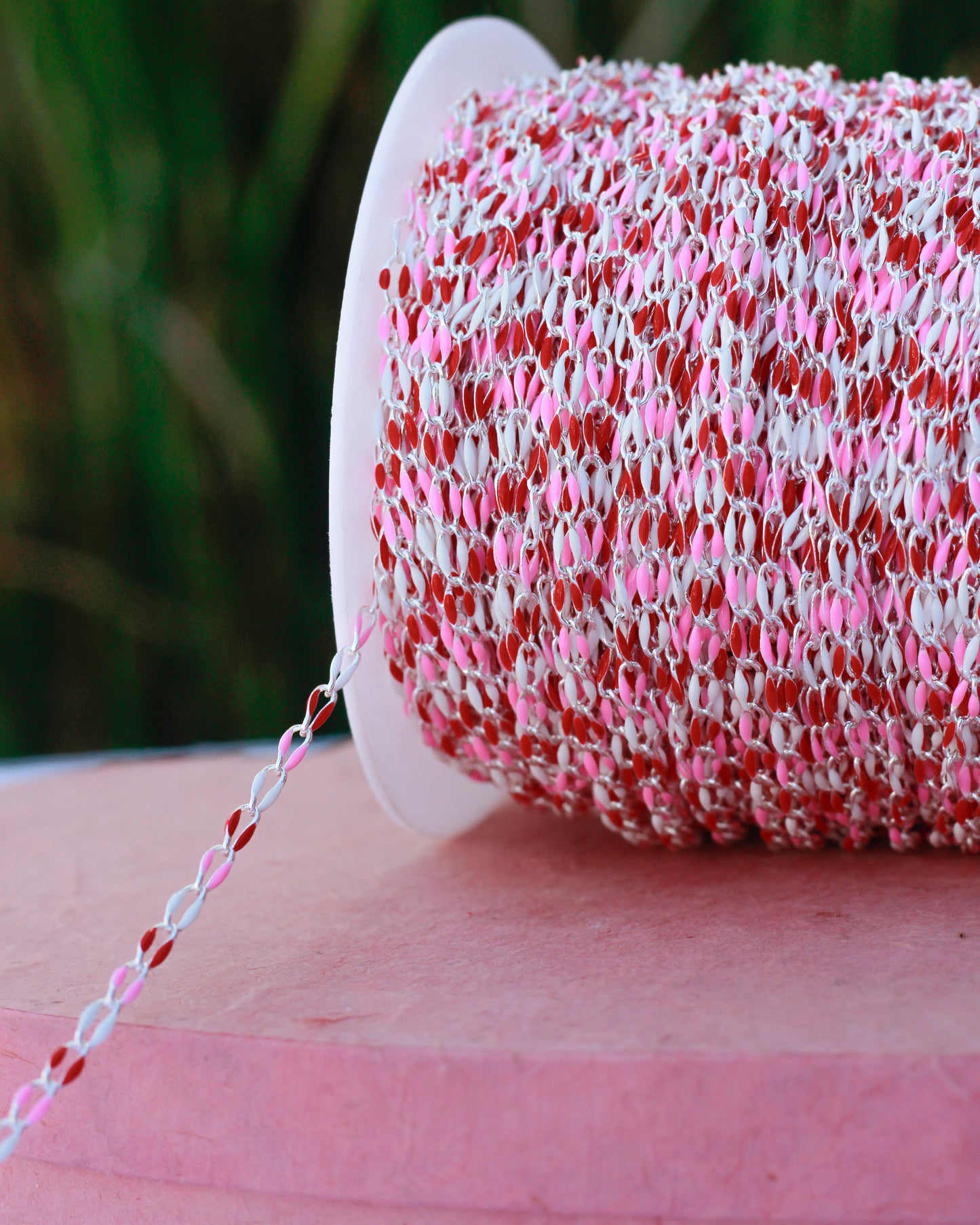 Red, pink, white enamel chain, SP139