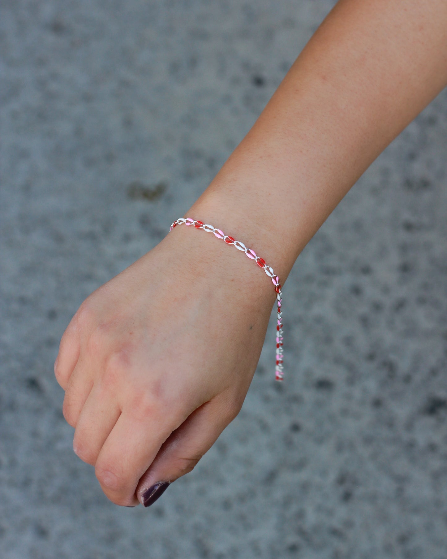 Red, pink, white enamel chain, SP139