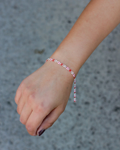 Red, pink, white enamel chain, SP139