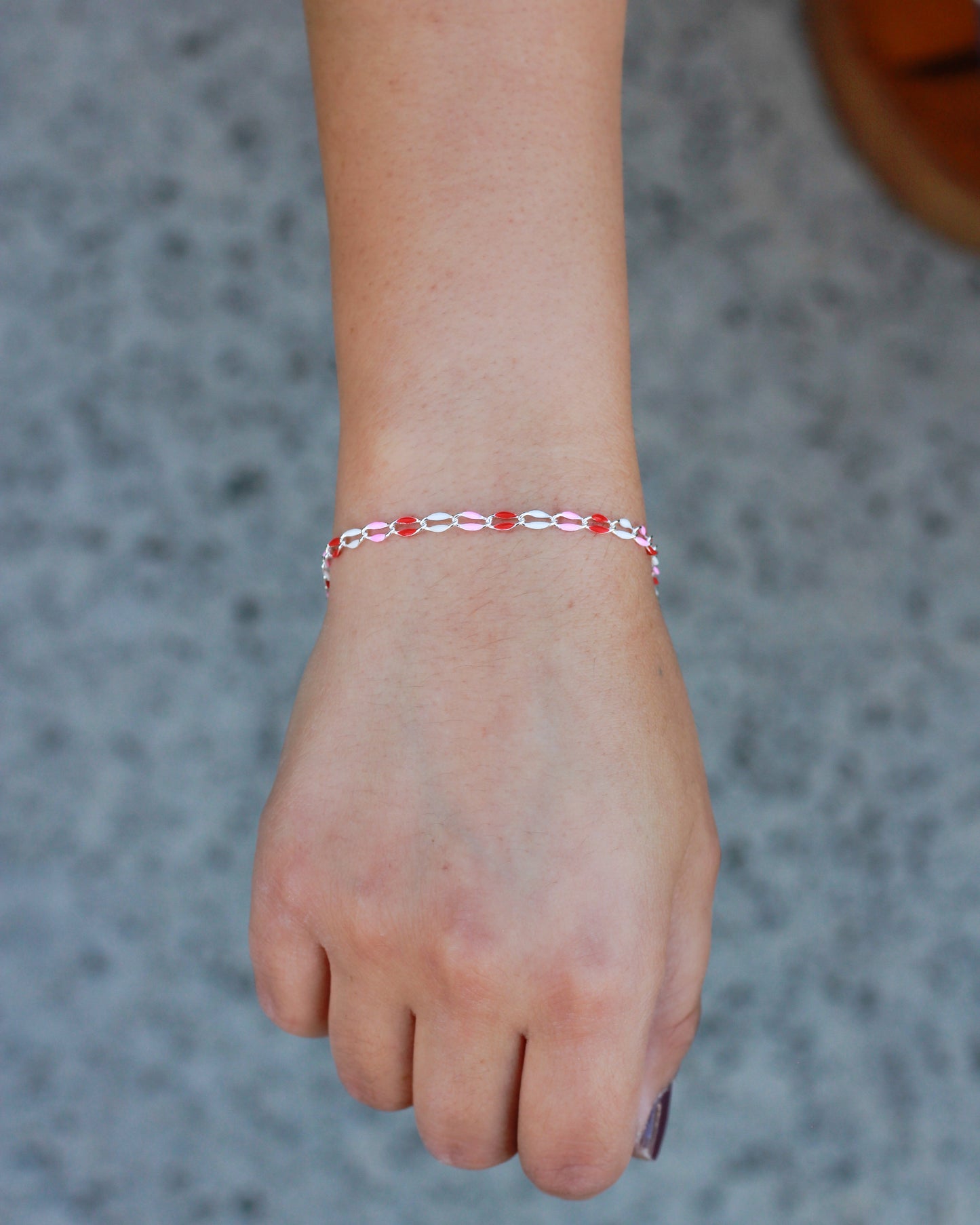Red, pink, white enamel chain, SP139