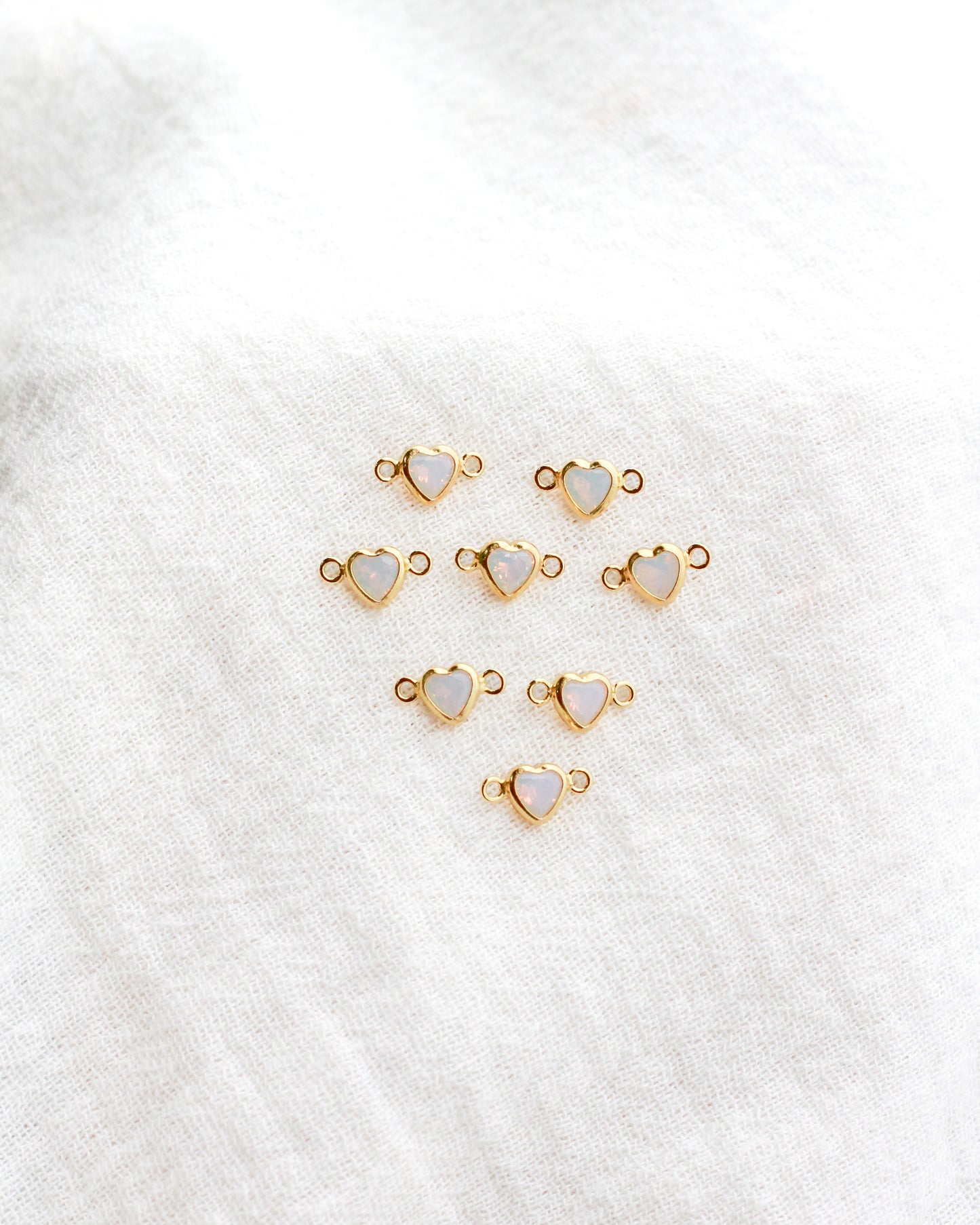 4mm White Opal Horizontal Heart Shaped Connector, CN342