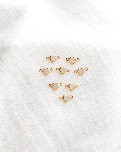 4mm White Opal Horizontal Heart Shaped Connector, CN342