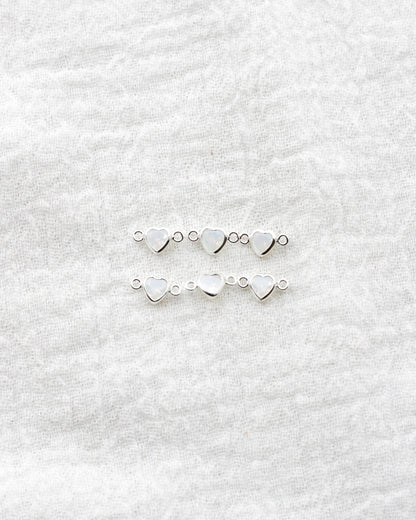 4mm White Opal Horizontal Heart Shaped Connector, CN342