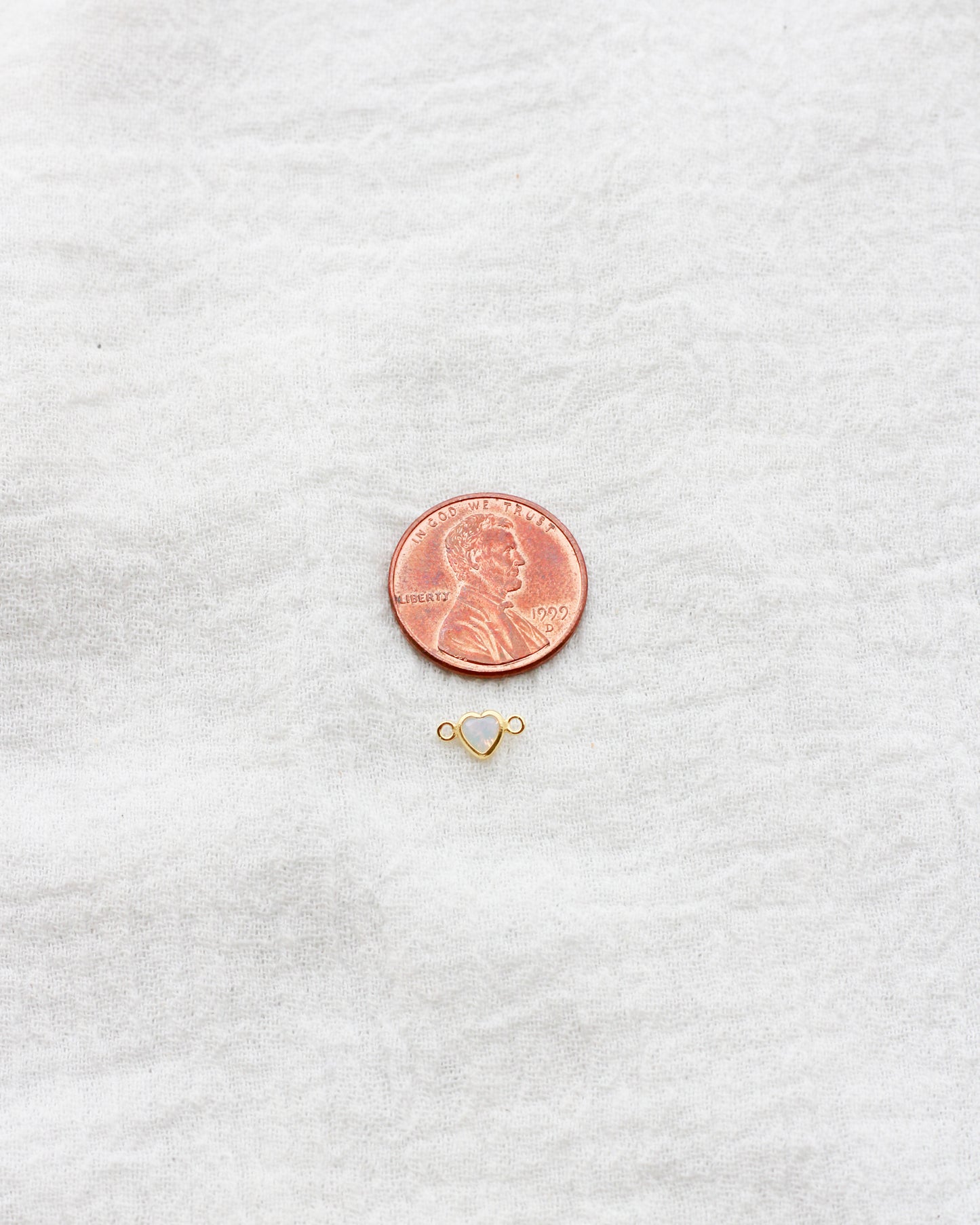 4mm White Opal Horizontal Heart Shaped Connector, CN342