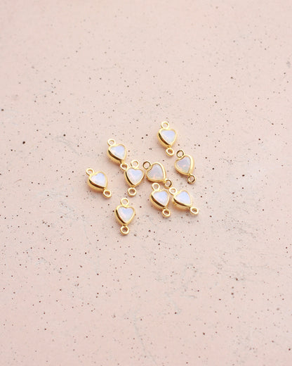 4mm White Opal Heart Vertical Connector, CN346