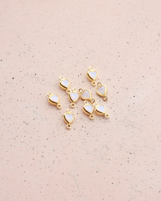 4mm White Opal Heart Vertical Connector, CN346