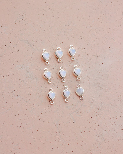 4mm White Opal Heart Vertical Connector, CN346