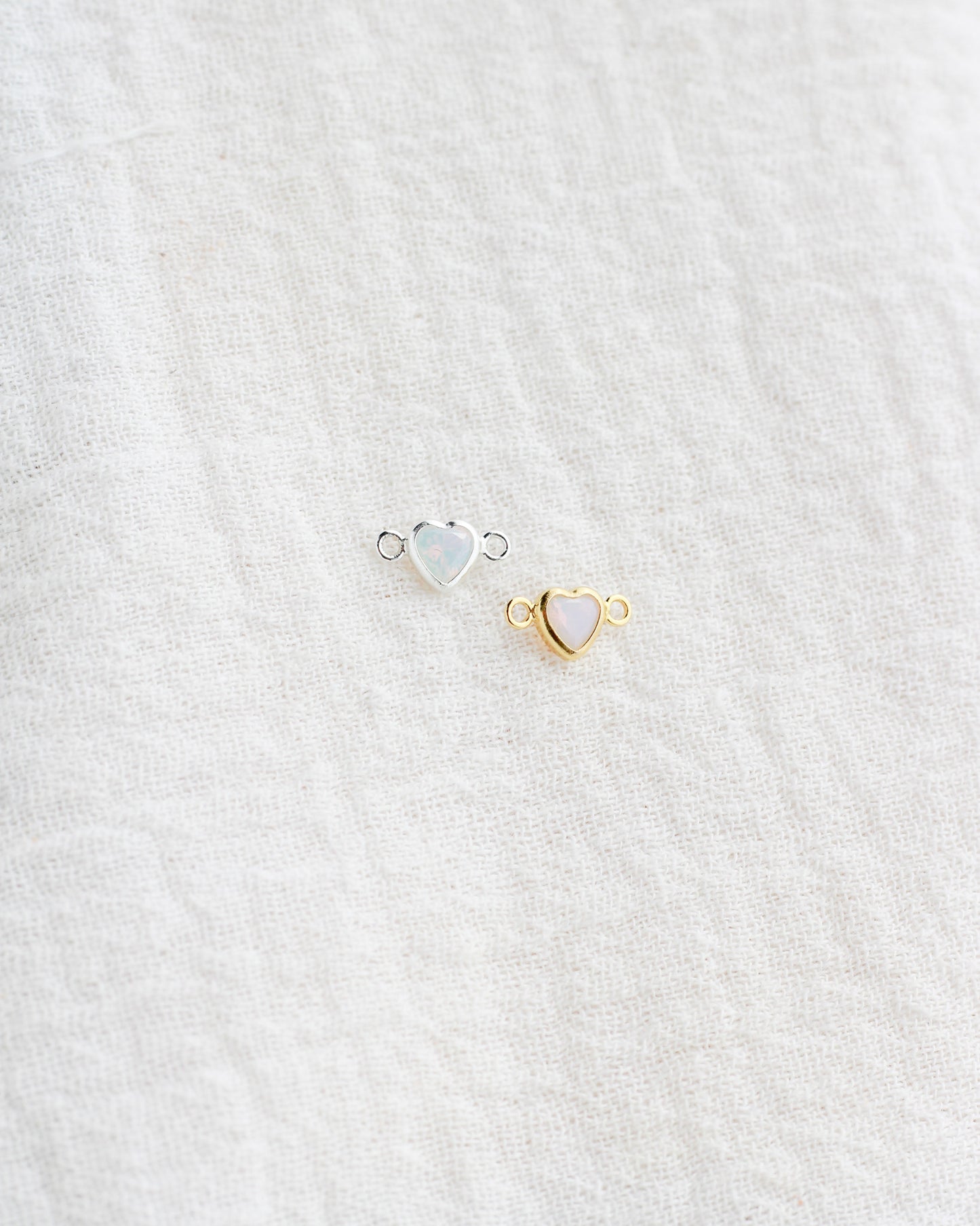 4mm White Opal Horizontal Heart Shaped Connector, CN342