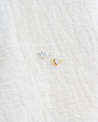 4mm White Opal Horizontal Heart Shaped Connector, CN342