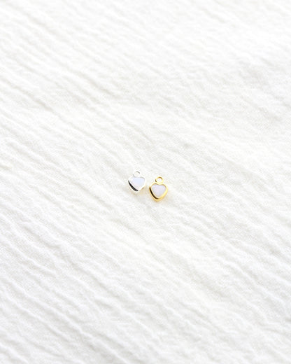 4mm White Opal Heart Bezel Charm, CH274