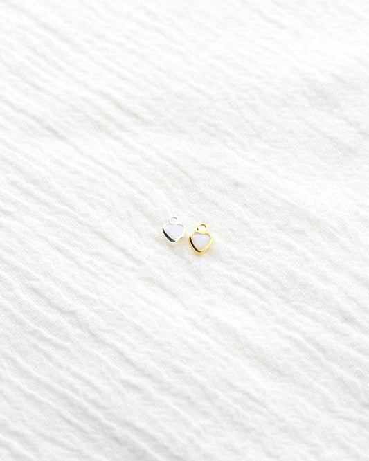4mm White Opal Heart Bezel Charm, CH274