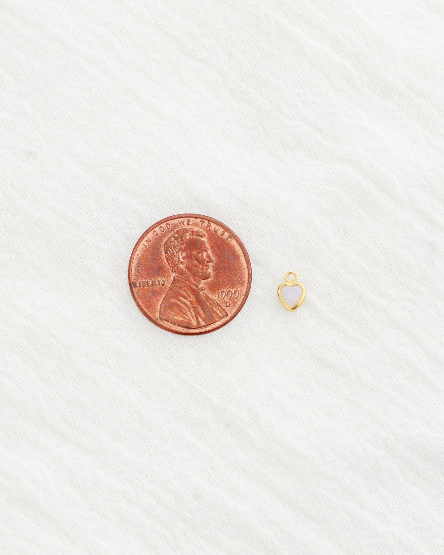 4mm White Opal Heart Bezel Charm, CH274
