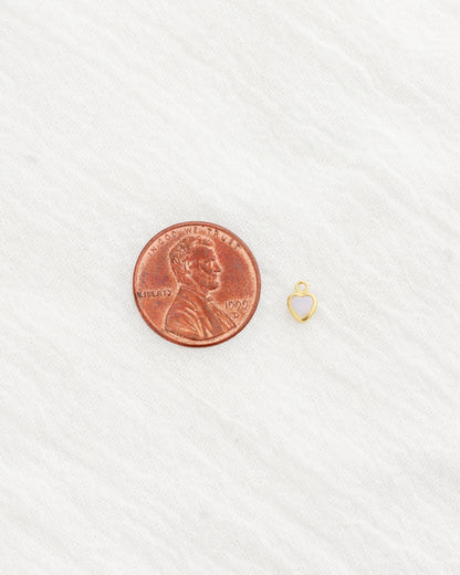 4mm White Opal Heart Bezel Charm, CH274