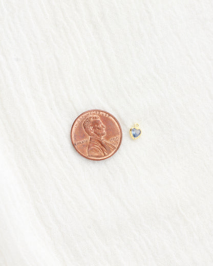 4mm Heart Shaped Birthstone Charm, CH272