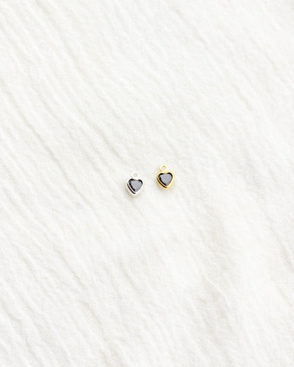 4mm Black Onyx Heart Bezel Charm, CH273