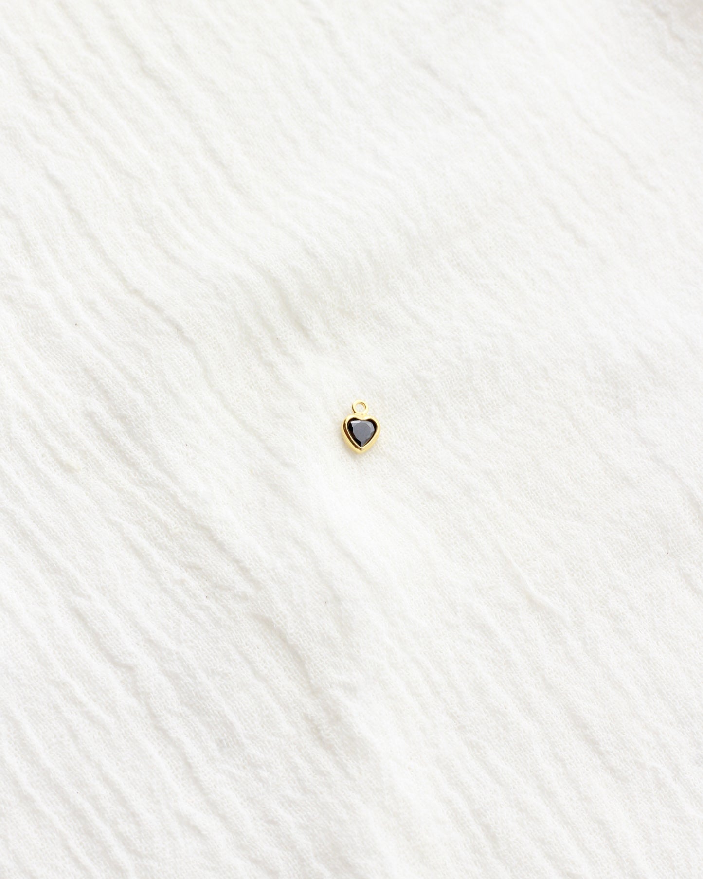 4mm Black Onyx Heart Bezel Charm, CH273