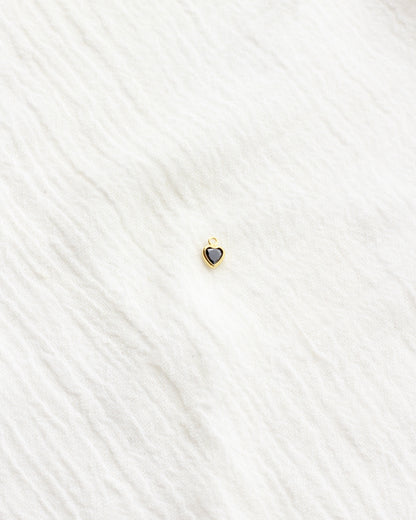 4mm Black Onyx Heart Bezel Charm, CH273