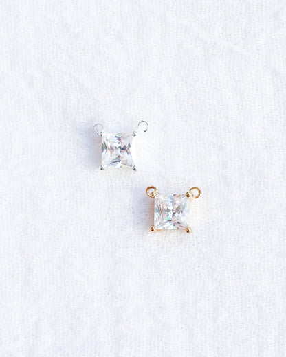 CZ Square Princess Cut Solitaire Connector, CN220