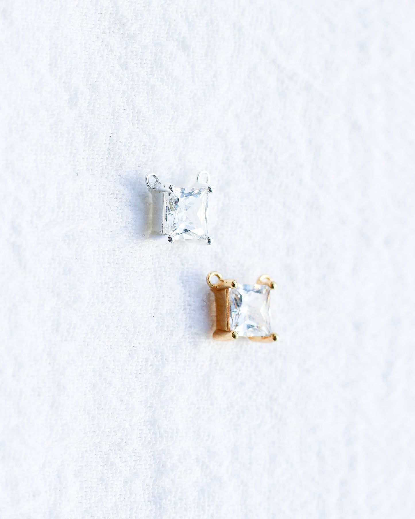 CZ Square Princess Cut Solitaire Connector, CN220
