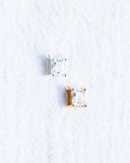 CZ Square Princess Cut Solitaire Connector, CN220
