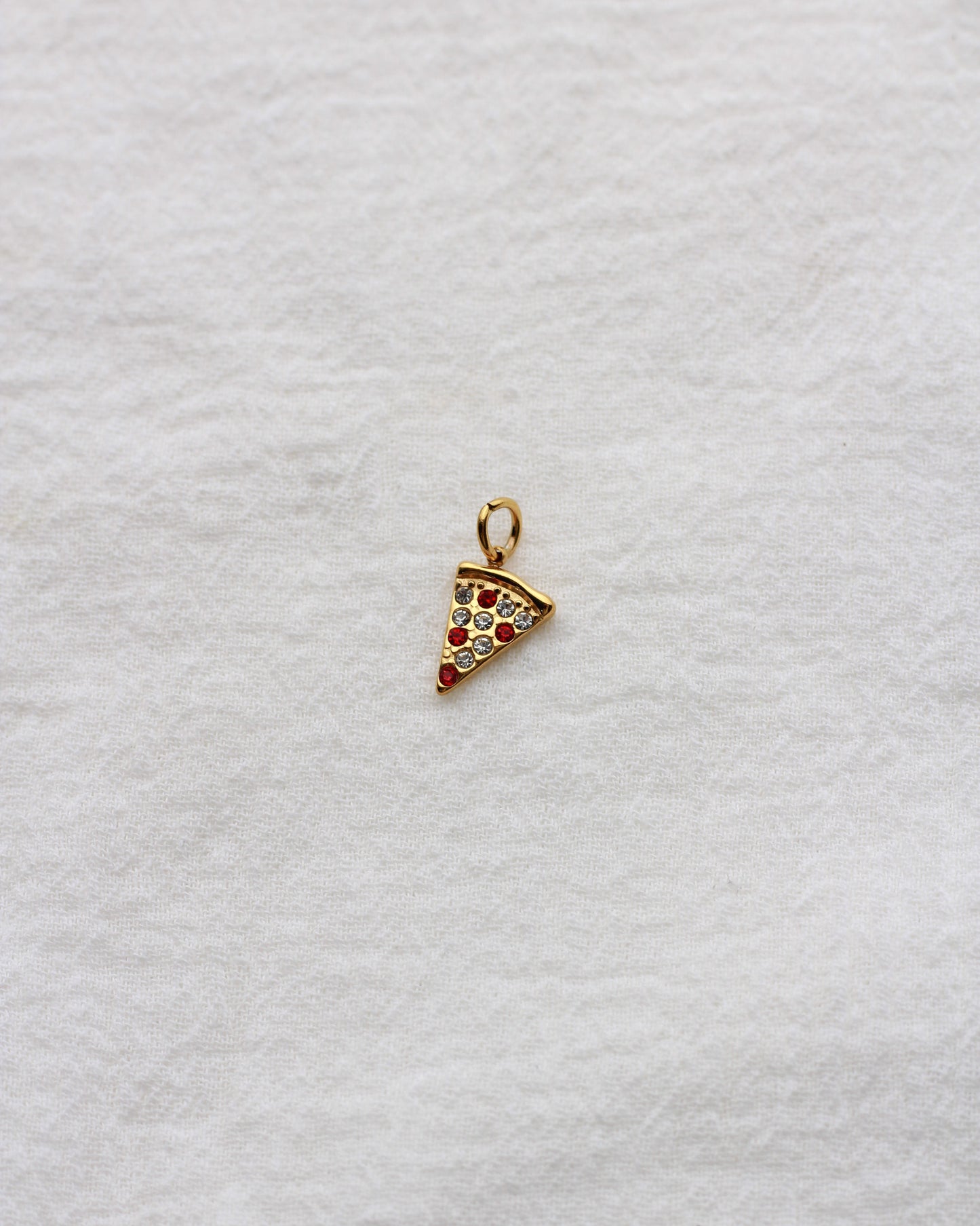13mm Pizza PVD Charm with Zircon and Rhinestones, CH412