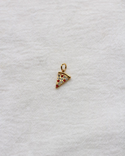 13mm Pizza PVD Charm with Zircon and Rhinestones, CH412