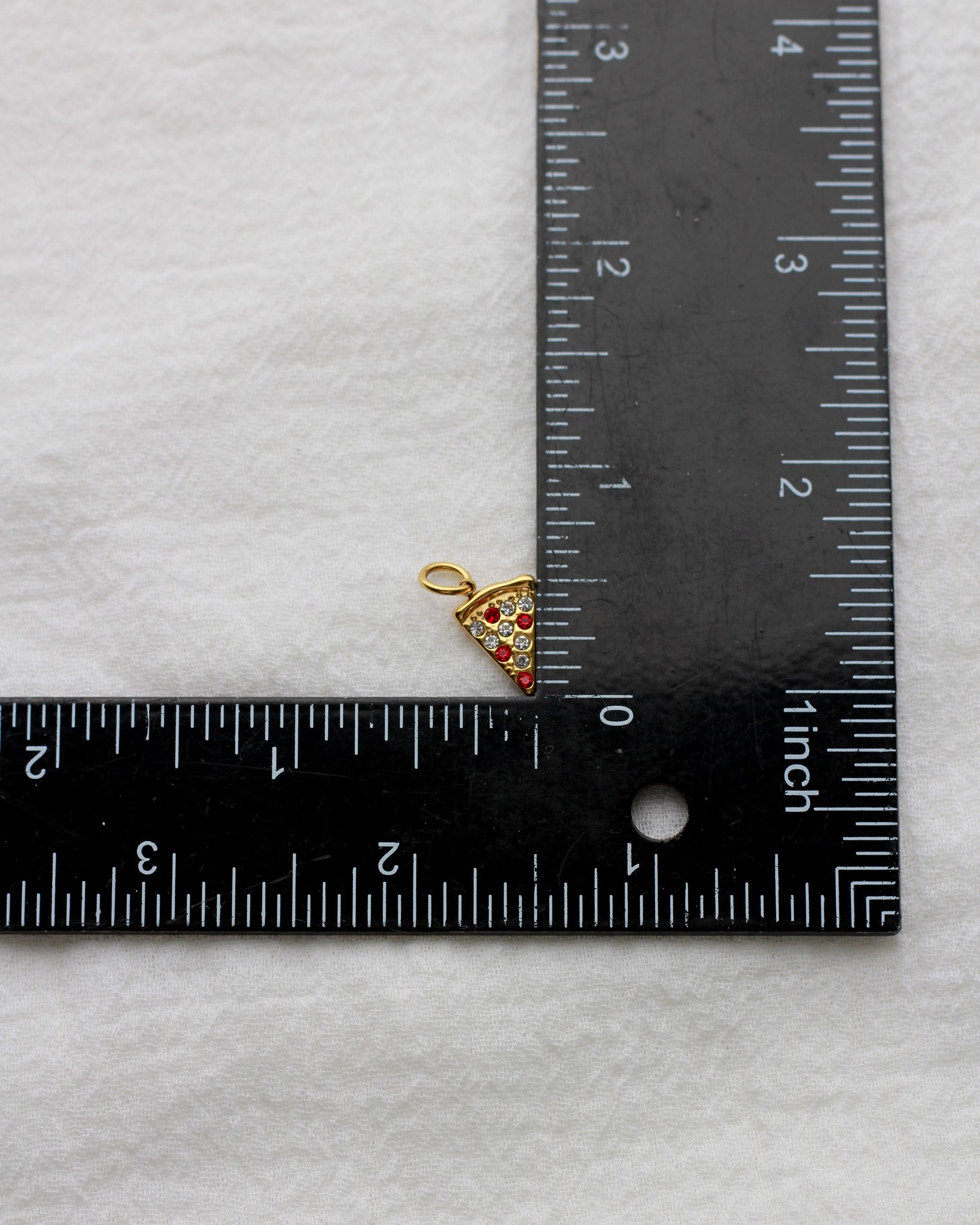 13mm Pizza PVD Charm with Zircon and Rhinestones, CH412