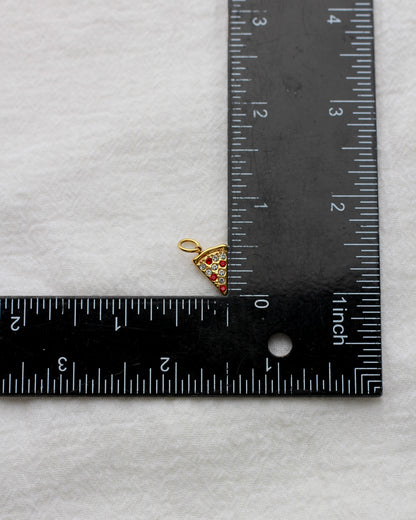 13mm Pizza PVD Charm with Zircon and Rhinestones, CH412