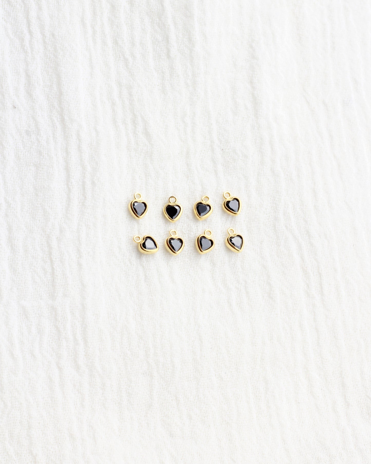 4mm Black Onyx Heart Bezel Charm, CH273