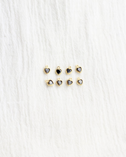 4mm Black Onyx Heart Bezel Charm, CH273